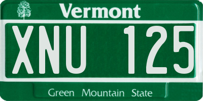 VT license plate XNU125