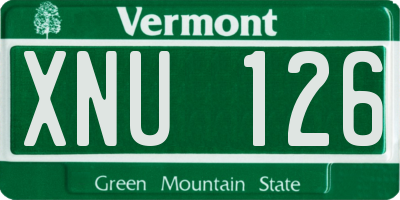 VT license plate XNU126