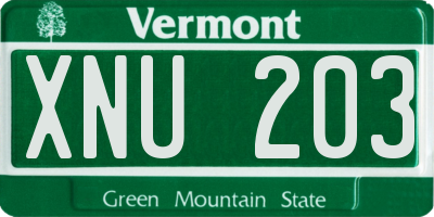 VT license plate XNU203