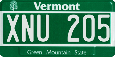 VT license plate XNU205