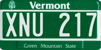 VT license plate XNU217