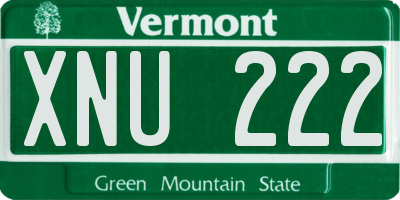 VT license plate XNU222