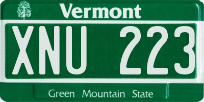 VT license plate XNU223