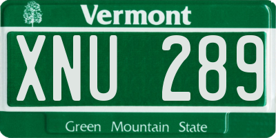 VT license plate XNU289