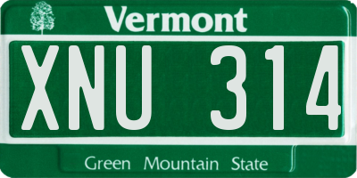 VT license plate XNU314