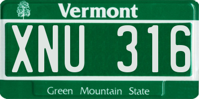 VT license plate XNU316