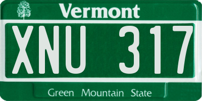 VT license plate XNU317