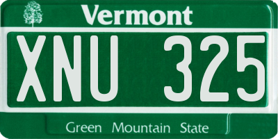 VT license plate XNU325