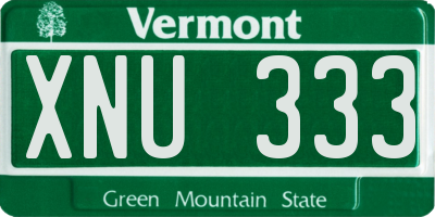 VT license plate XNU333