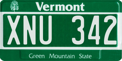 VT license plate XNU342