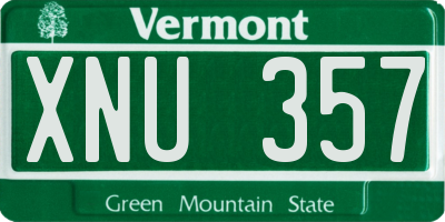 VT license plate XNU357