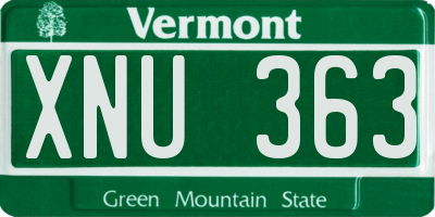 VT license plate XNU363