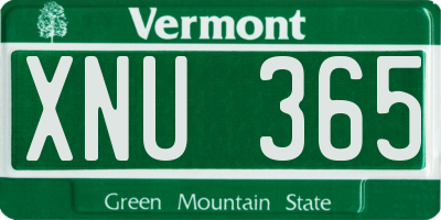 VT license plate XNU365