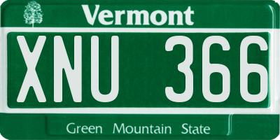 VT license plate XNU366