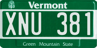 VT license plate XNU381