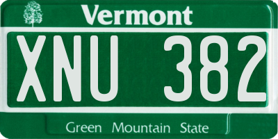 VT license plate XNU382