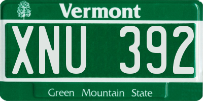 VT license plate XNU392