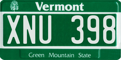 VT license plate XNU398