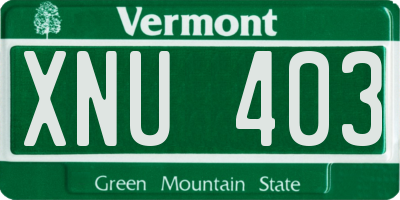 VT license plate XNU403