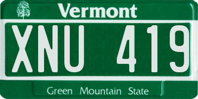 VT license plate XNU419
