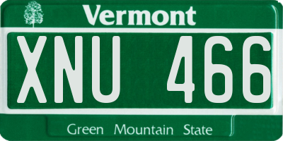 VT license plate XNU466