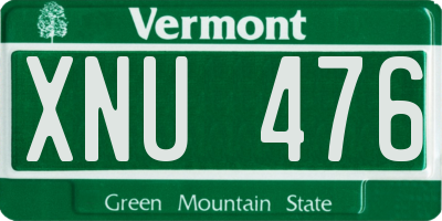 VT license plate XNU476
