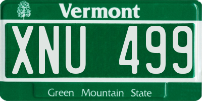 VT license plate XNU499