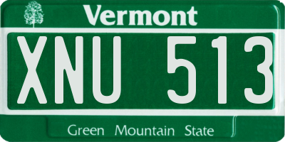 VT license plate XNU513
