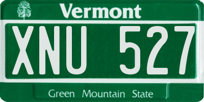 VT license plate XNU527