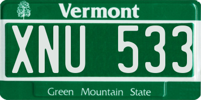VT license plate XNU533