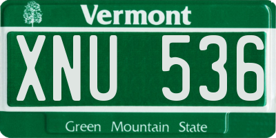 VT license plate XNU536