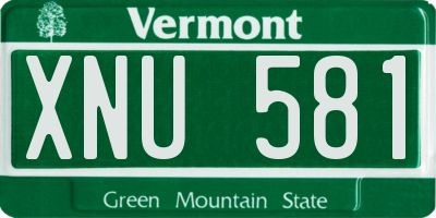 VT license plate XNU581