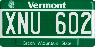 VT license plate XNU602