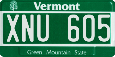 VT license plate XNU605