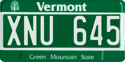 VT license plate XNU645