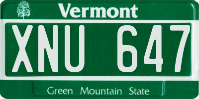 VT license plate XNU647