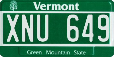VT license plate XNU649