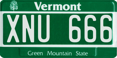 VT license plate XNU666