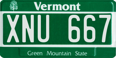 VT license plate XNU667