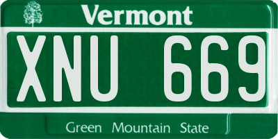 VT license plate XNU669