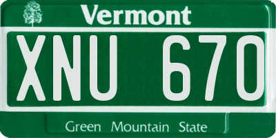 VT license plate XNU670