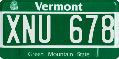 VT license plate XNU678