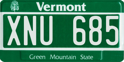 VT license plate XNU685