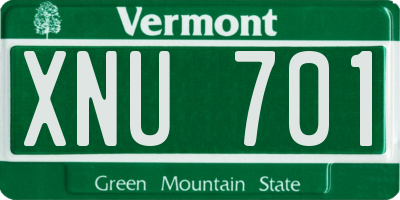 VT license plate XNU701