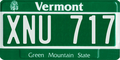 VT license plate XNU717