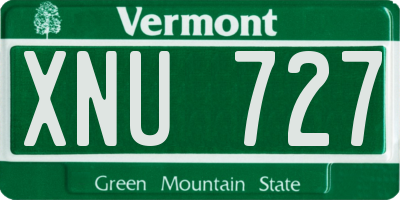 VT license plate XNU727