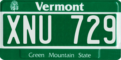 VT license plate XNU729