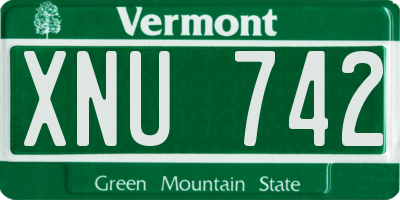 VT license plate XNU742