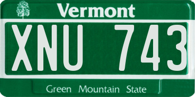 VT license plate XNU743