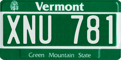 VT license plate XNU781